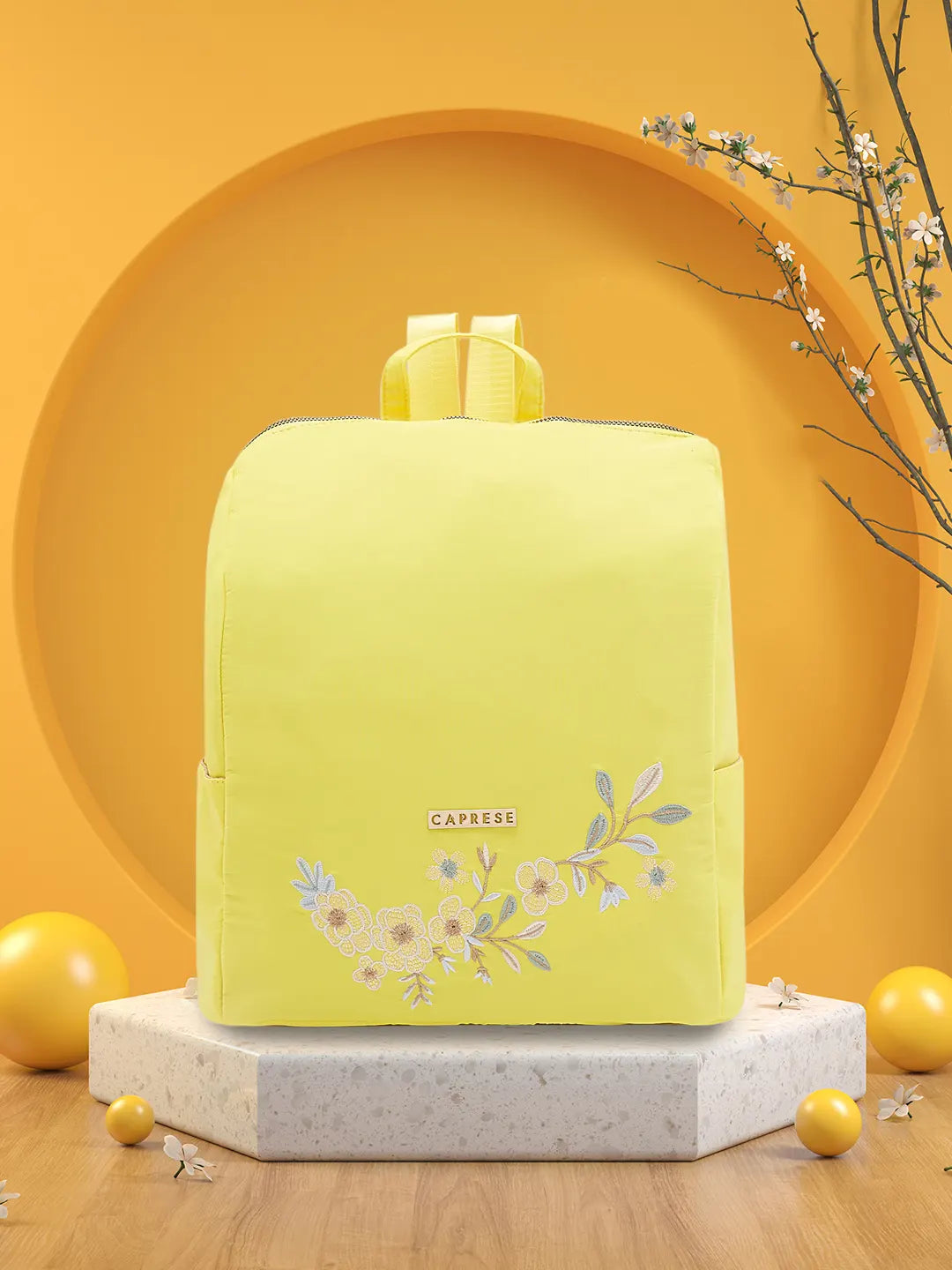 Caprese Sierra Backpack Embroidery Large Dark Yellow