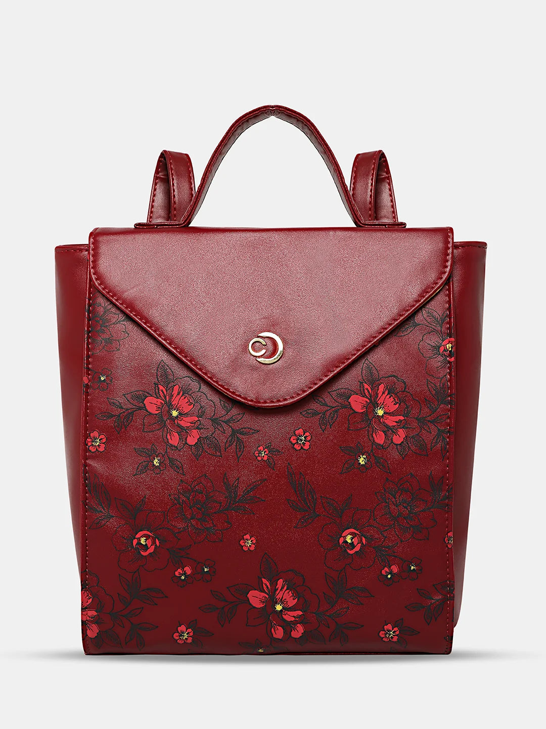 Caprese Snow Backpack Medium Printed Women S Bag Maroon