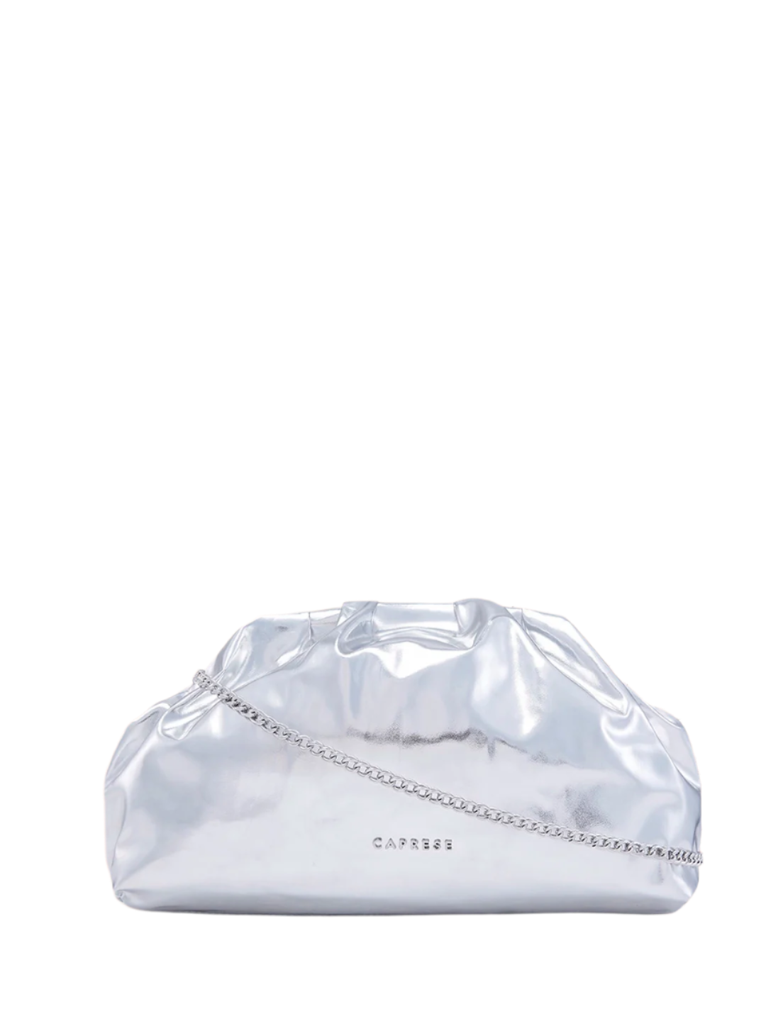Buy Caprese Roxene Small Metallic Silver Clutch Bag