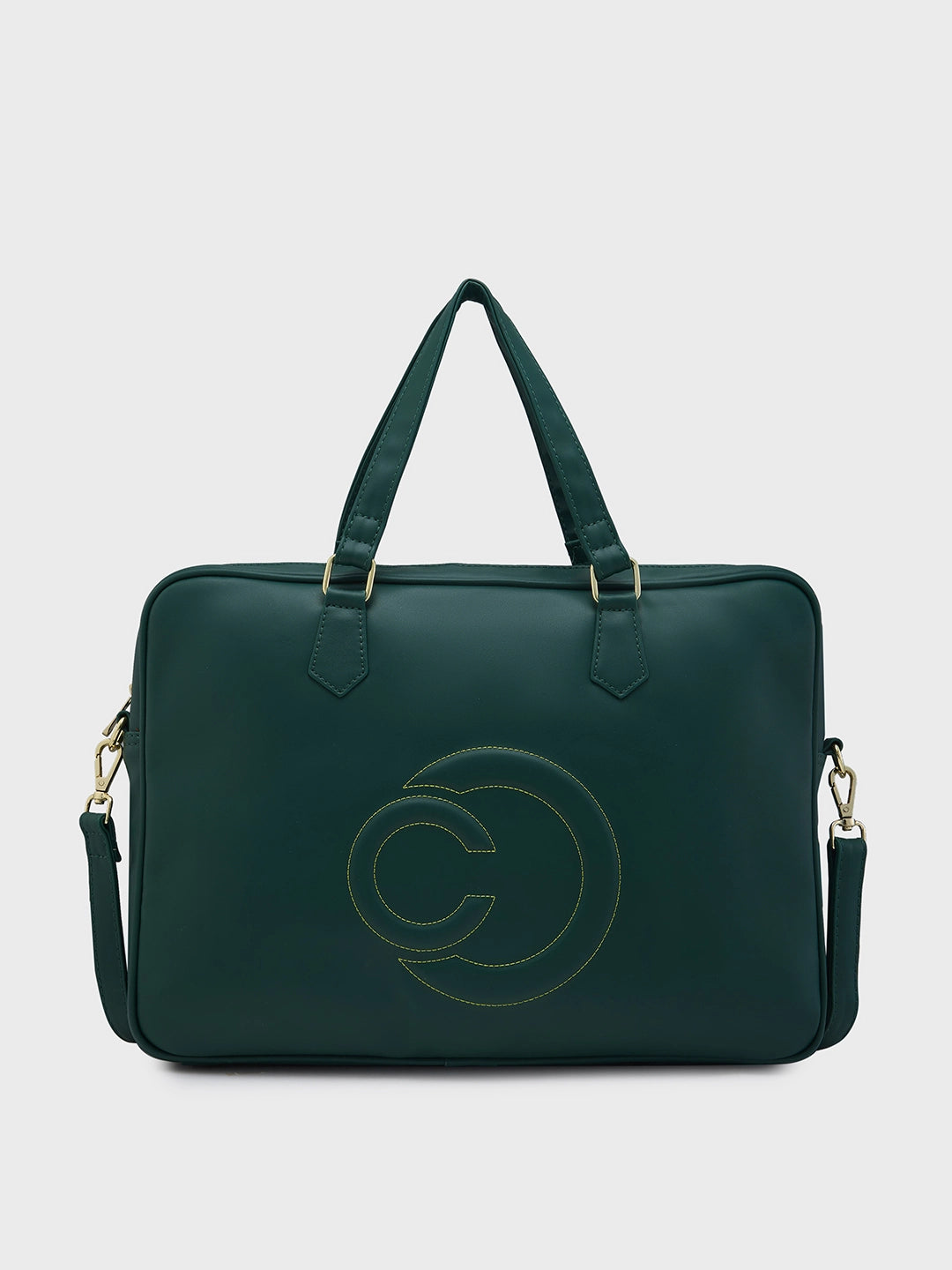 Caprese Dora Laptop Bag Large Solid Women S Office Handbag Dark Green