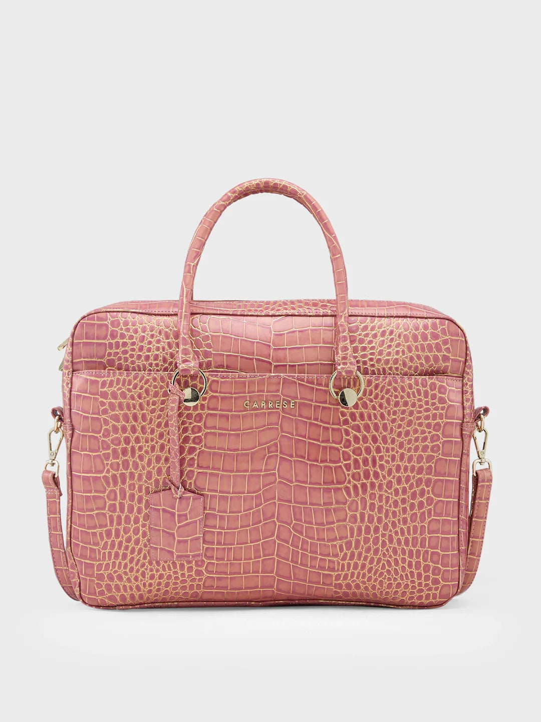 Buy Caprese Miranda Large Pink Croco Office Laptop Bag @ 2279