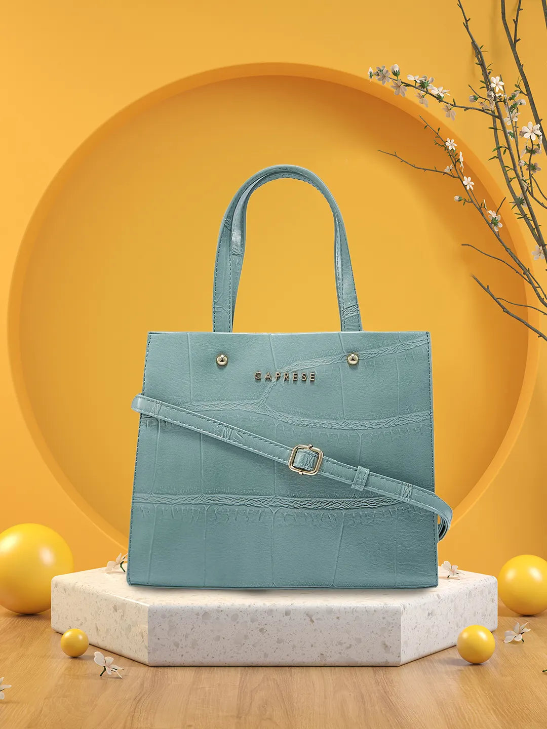 Buy Caprese Mink Tote Small Croco Women S Office Handbag Mint Rs 1649.5 Caprese Bags