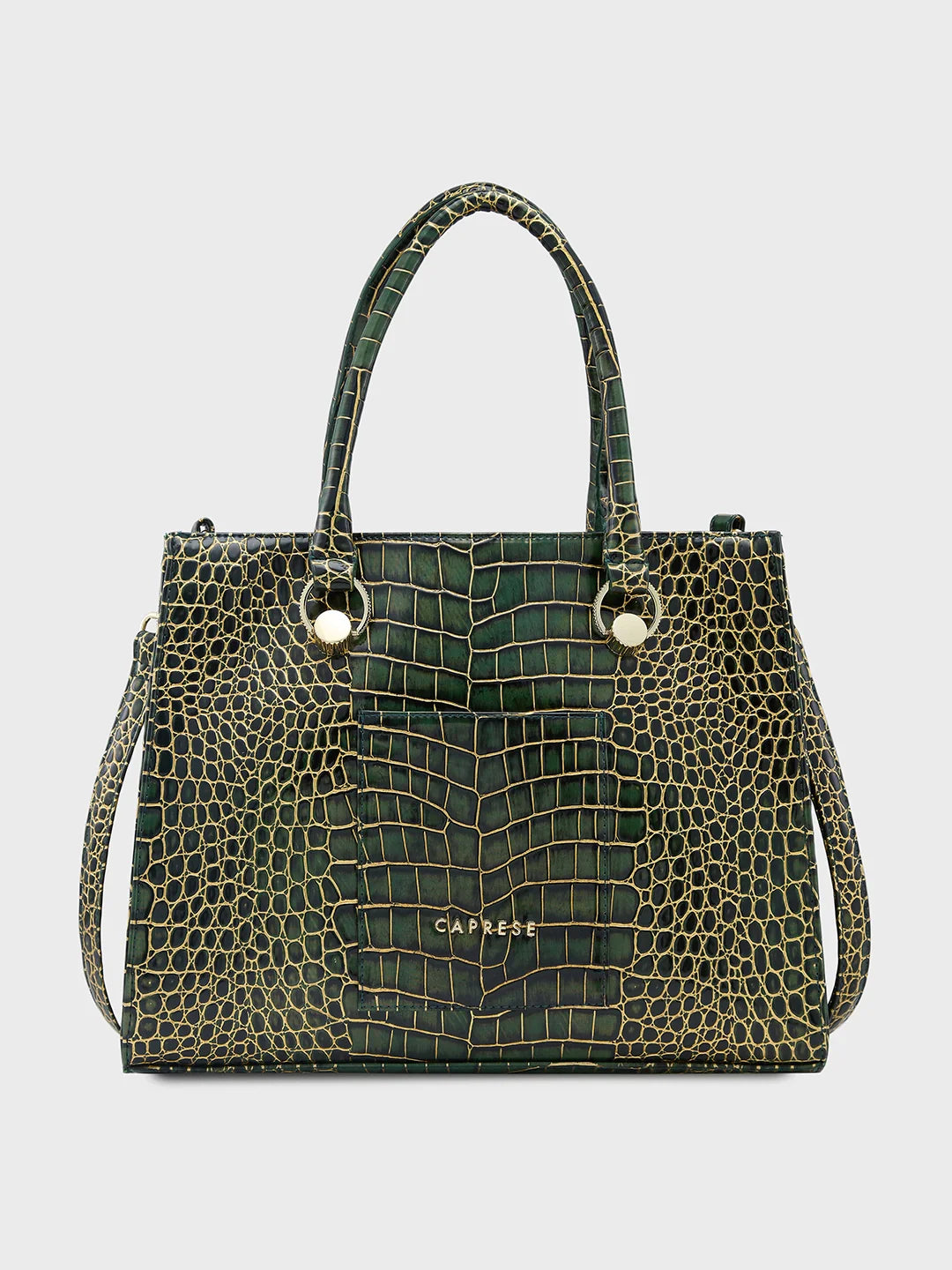 Buy Caprese Miranda Medium Croco Green Tote Bag - Main Image