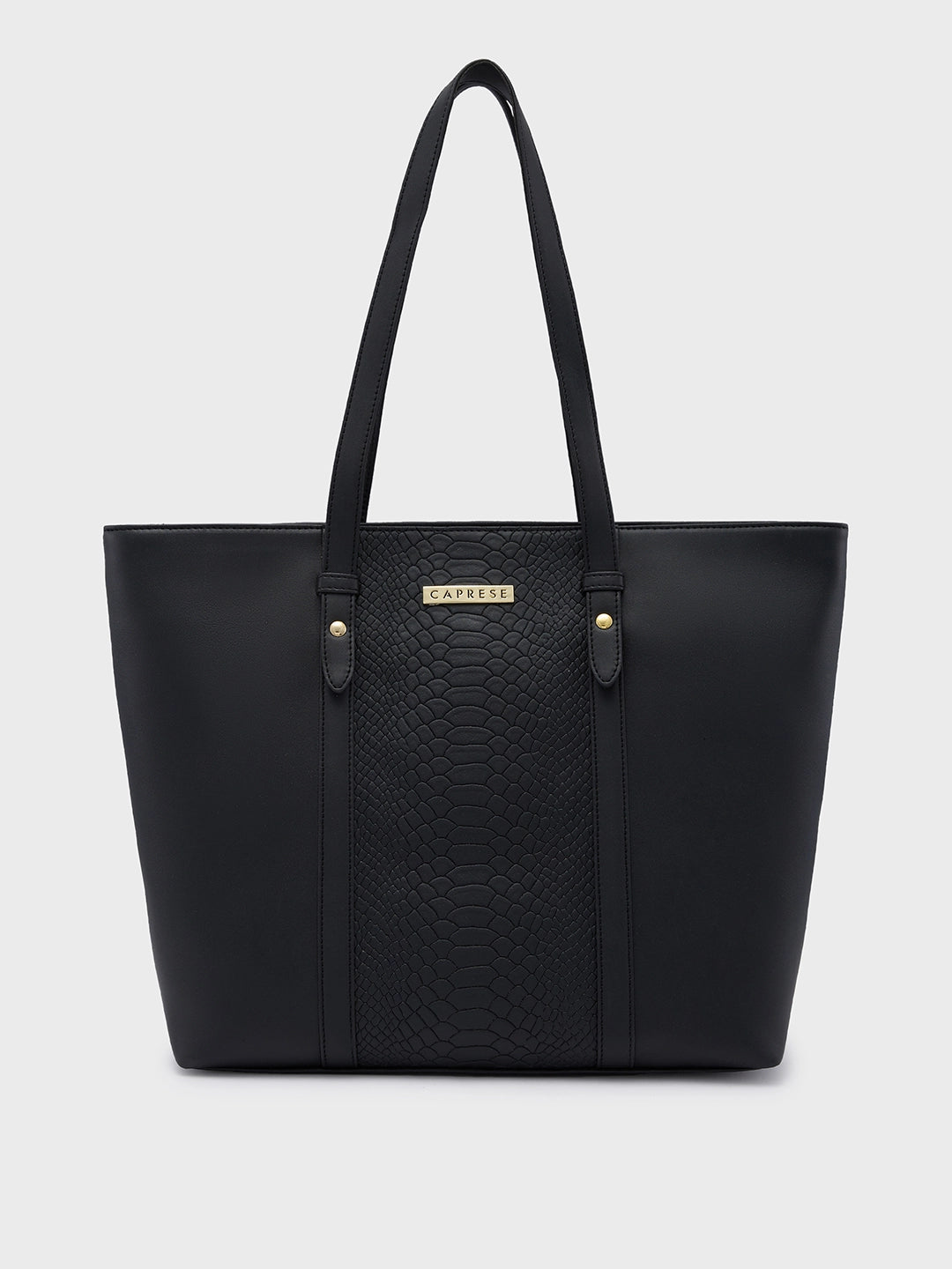 Caprese Sameera Large Black Laptop Tote Bag
