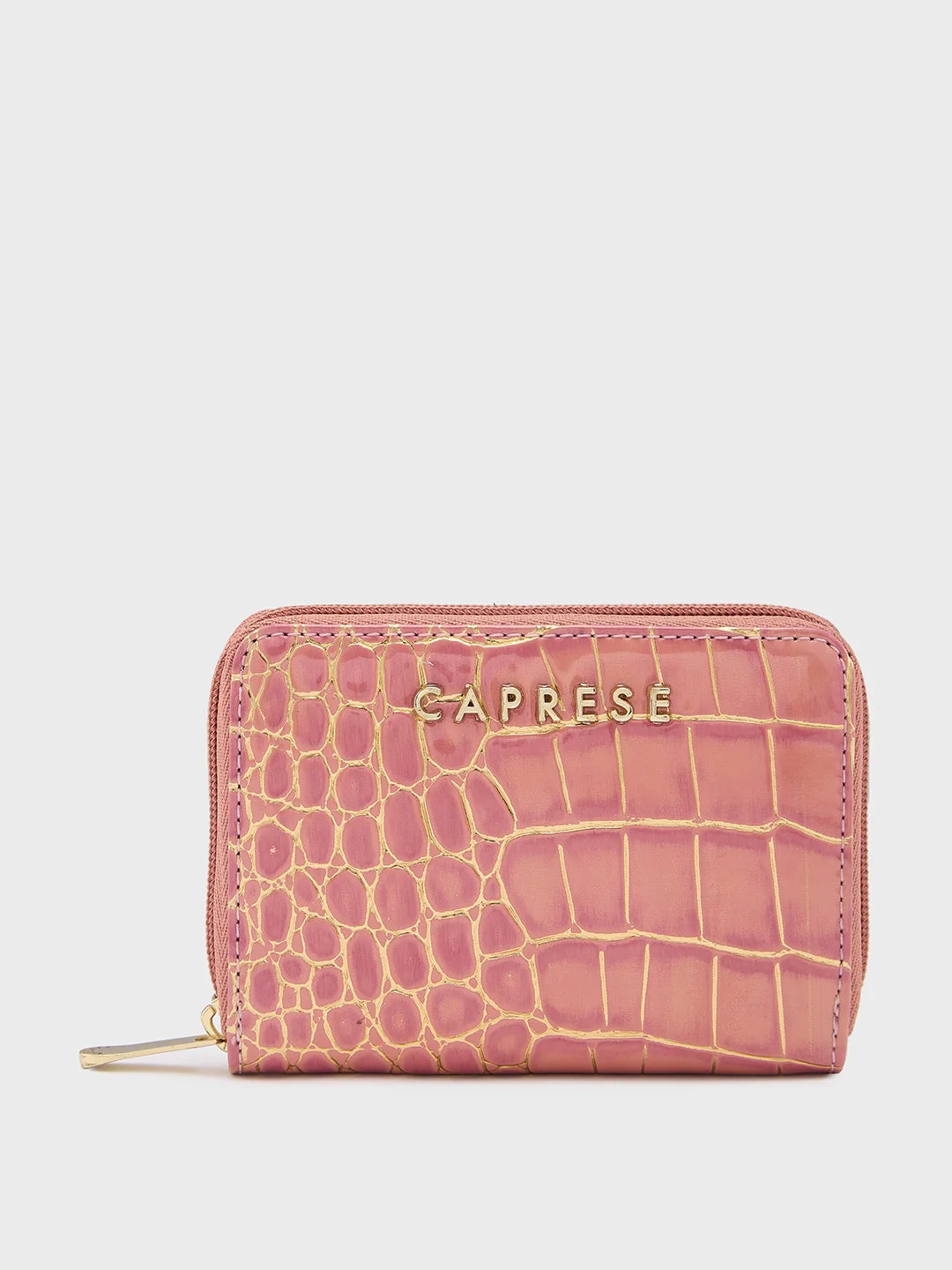 Caprese Miranda Small Croco Pink Zip Around Wallet