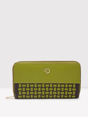 Caprese Zeta Quilted Large Olive Zip Around Wallet