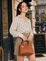 Caprese Rose Small Tan Satchel Bag