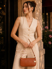 Caprese Rose Medium Tan Baguette Bag