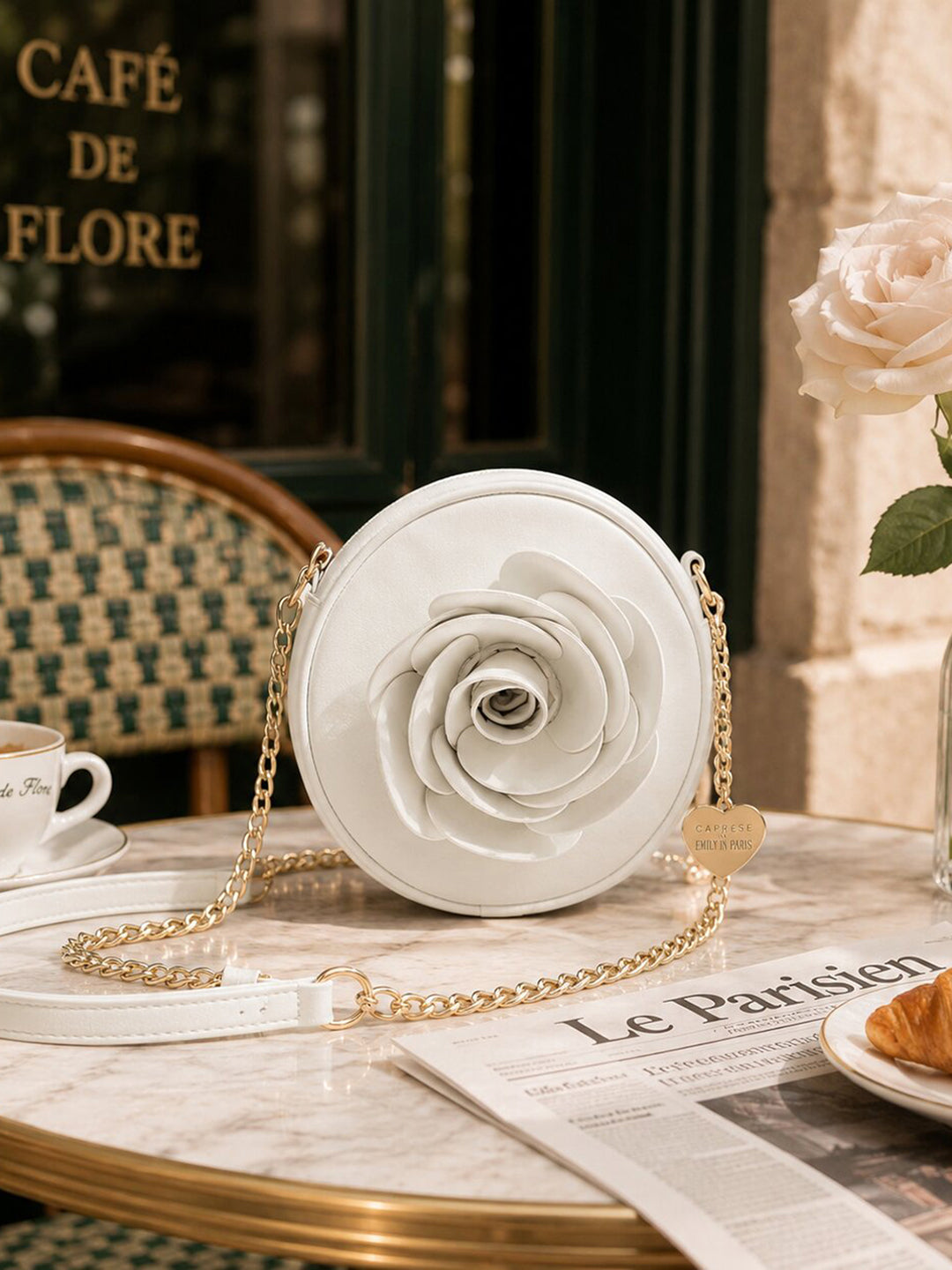 Caprese Rose Medium White Sling Bag