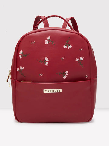 Caprese Dara Medium Maroon Backpack
