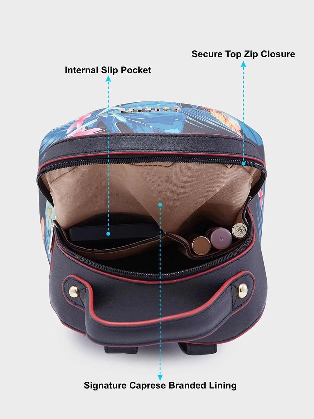 Caprese Renee Medium Black Backpack - Main Image