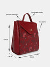Caprese Snow Backpack Medium Printed Women'S Bag Maroon