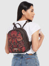 Caprese Tresna Embroidery Backpack Handbag Brown