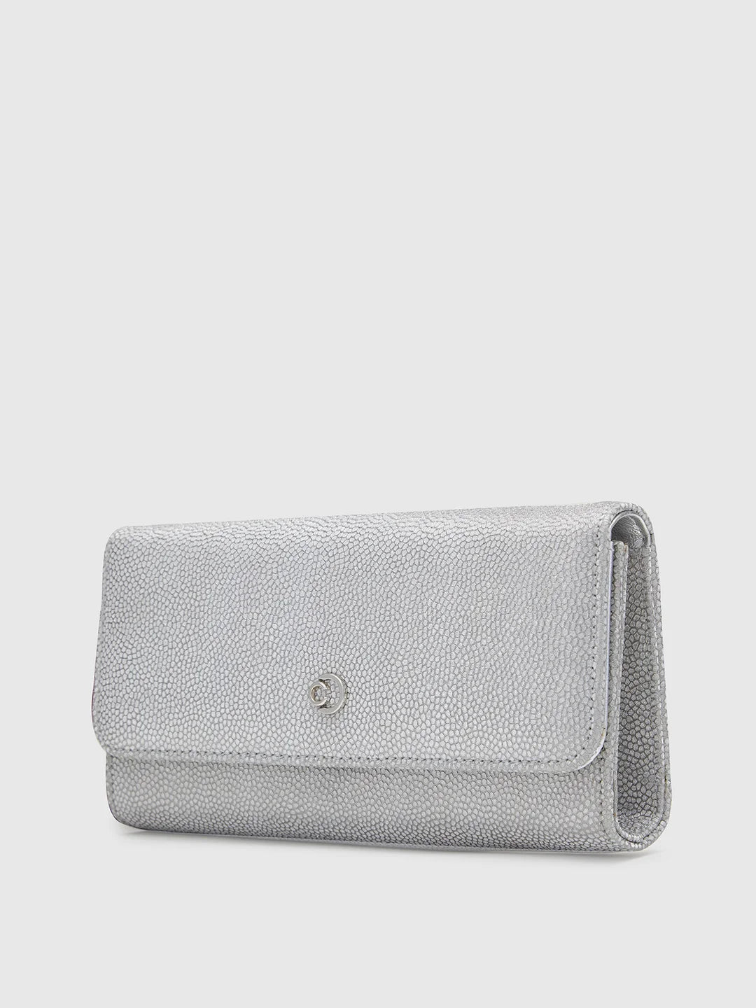Buy Caprese Betty Large Silver Flapover Clutch Caprese Bags