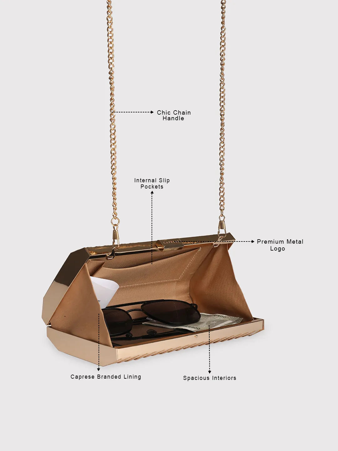 CAPRESE PARTY CARLY CLUTCH SMALL BEIGE Caprese Bags