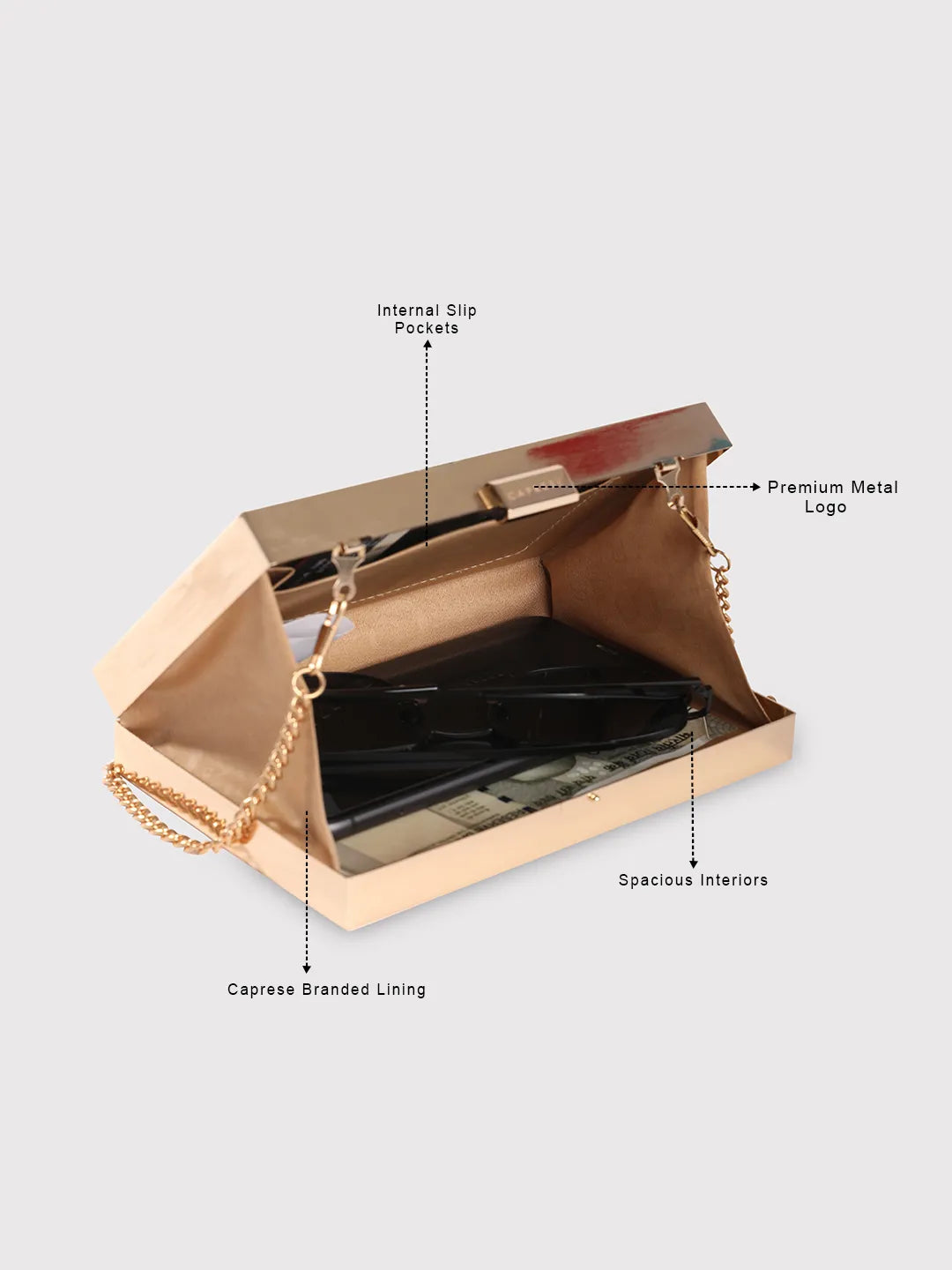 Gold sales box clutch