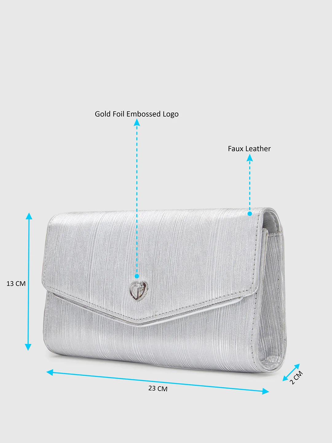 Caprese Junie Large Silver Flapover Clutch