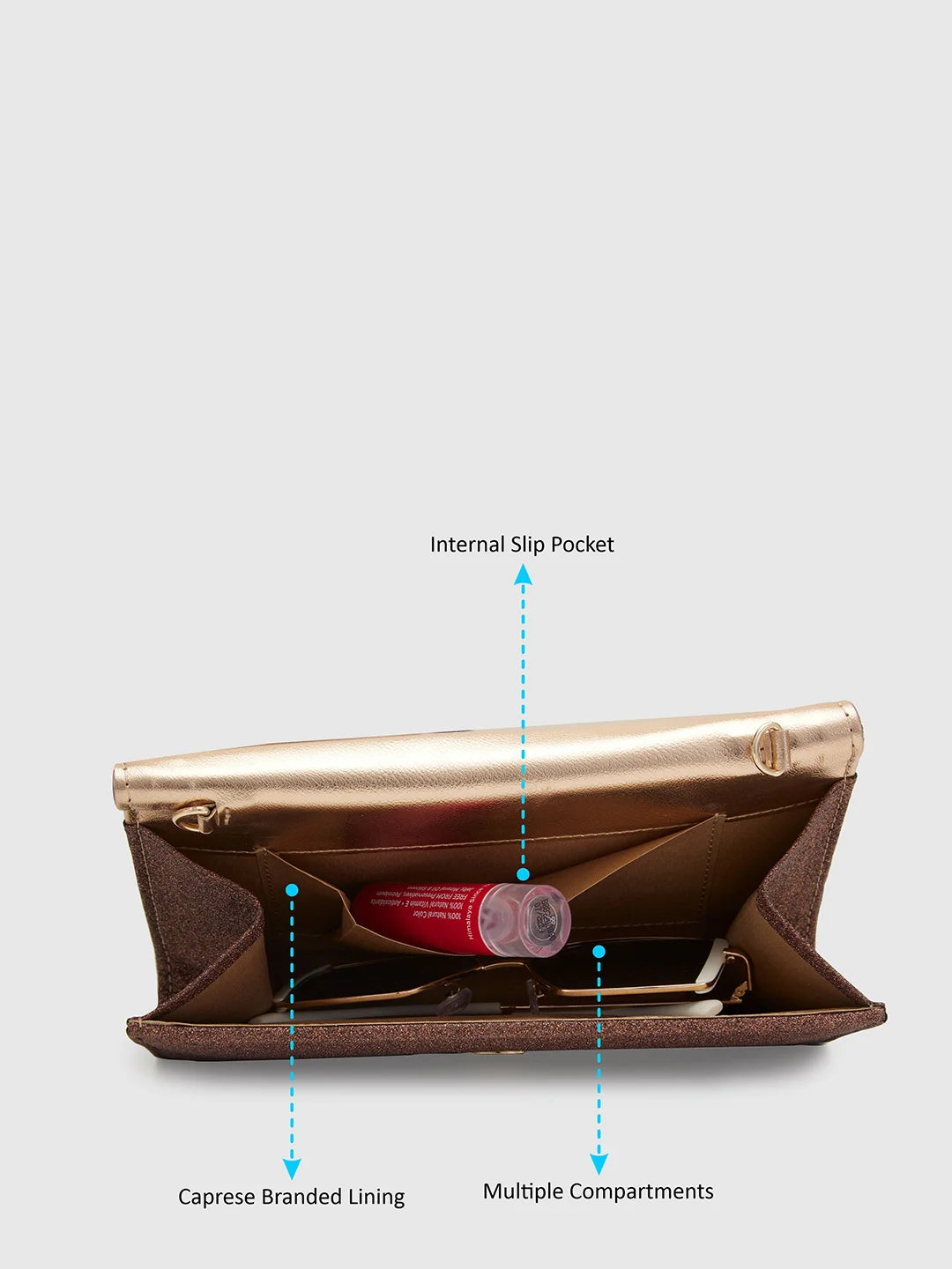 Caprese Junie Medium Copper Flapover Clutch - Main Image