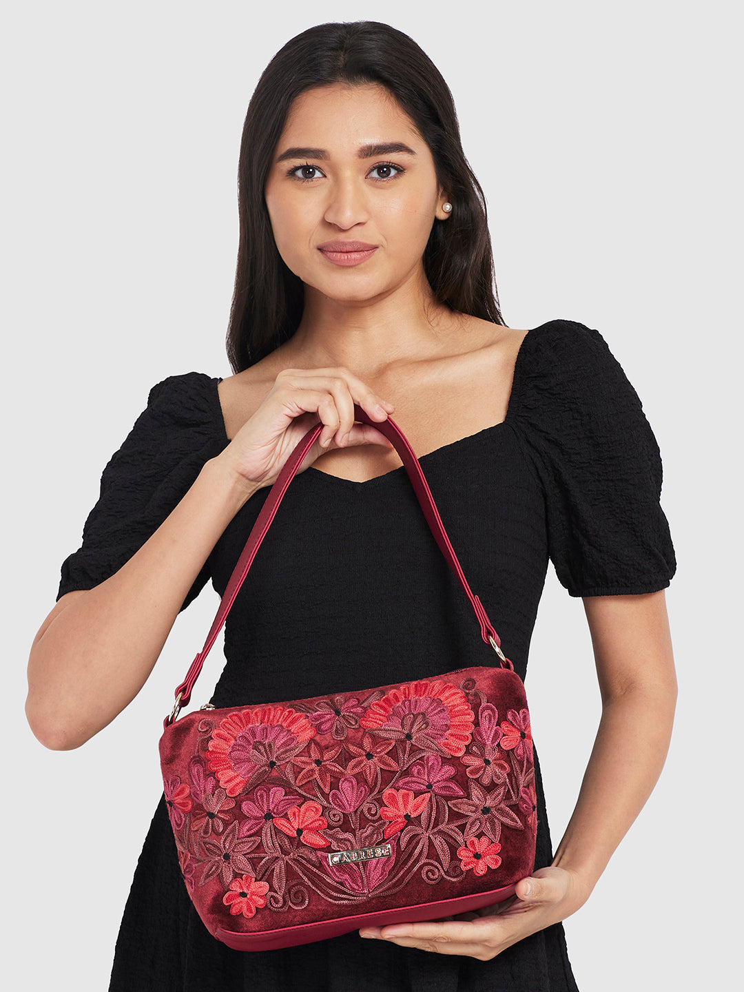 Buy Caprese Tresna Medium Maroon Crossbody Bag Caprese