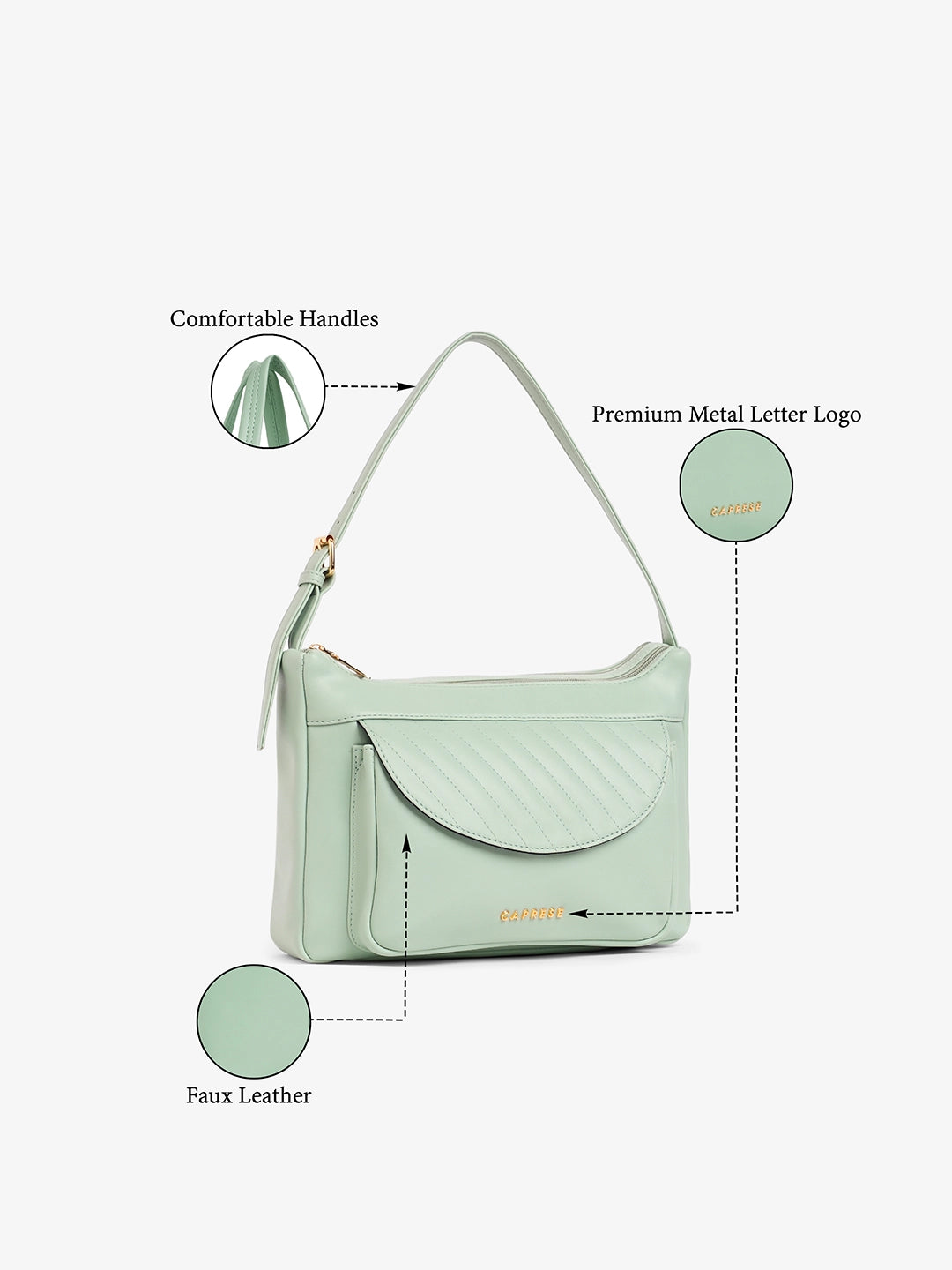 Buy Caprese Jessica Medium Green Hobo Bag @ 999 | Caprese Bags