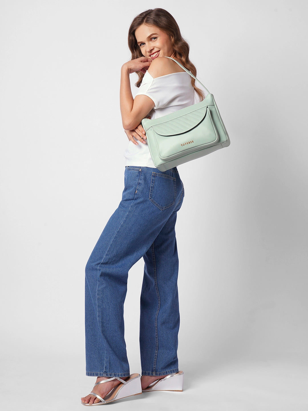 Buy Caprese Jessica Medium Green Hobo Bag @ 999 | Caprese Bags