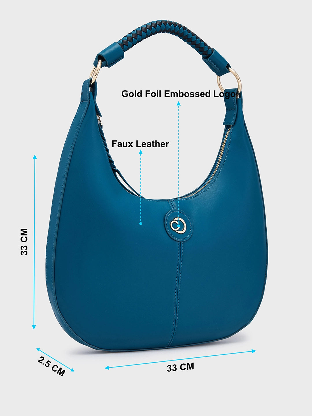 Buy Caprese Mindy Medium Teal Hobo Bag @ 879 | Caprese Bags