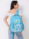 Caprese Xenia School Laptop Backpack Large Printed Light Blue