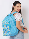 Caprese Xenia School Laptop Backpack Large Printed Light Blue