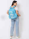 Caprese Xenia School Laptop Backpack Large Printed Light Blue
