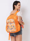 Caprese Xenia School Laptop Backpack Large Printed Orange