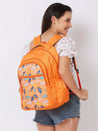 Caprese Xenia School Laptop Backpack Large Printed Orange