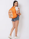 Caprese Xenia School Laptop Backpack Large Printed Orange