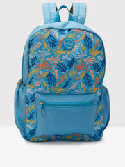 Caprese Xenia X Large Printed Light Blue Laptop Backpack