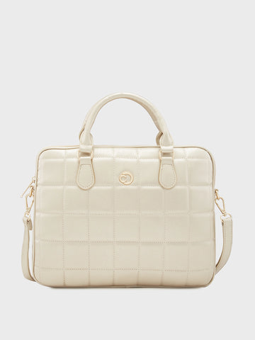 Caprese Braxton Quilted Medium Gold Laptop Sleeve
