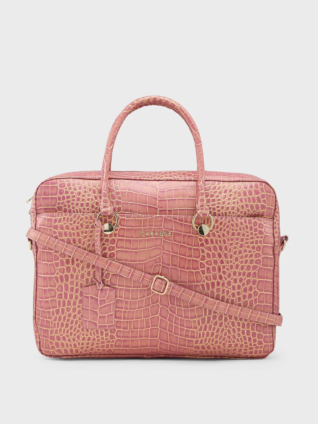 Buy Caprese Miranda Large Pink Croco Office Laptop Bag @ 1369