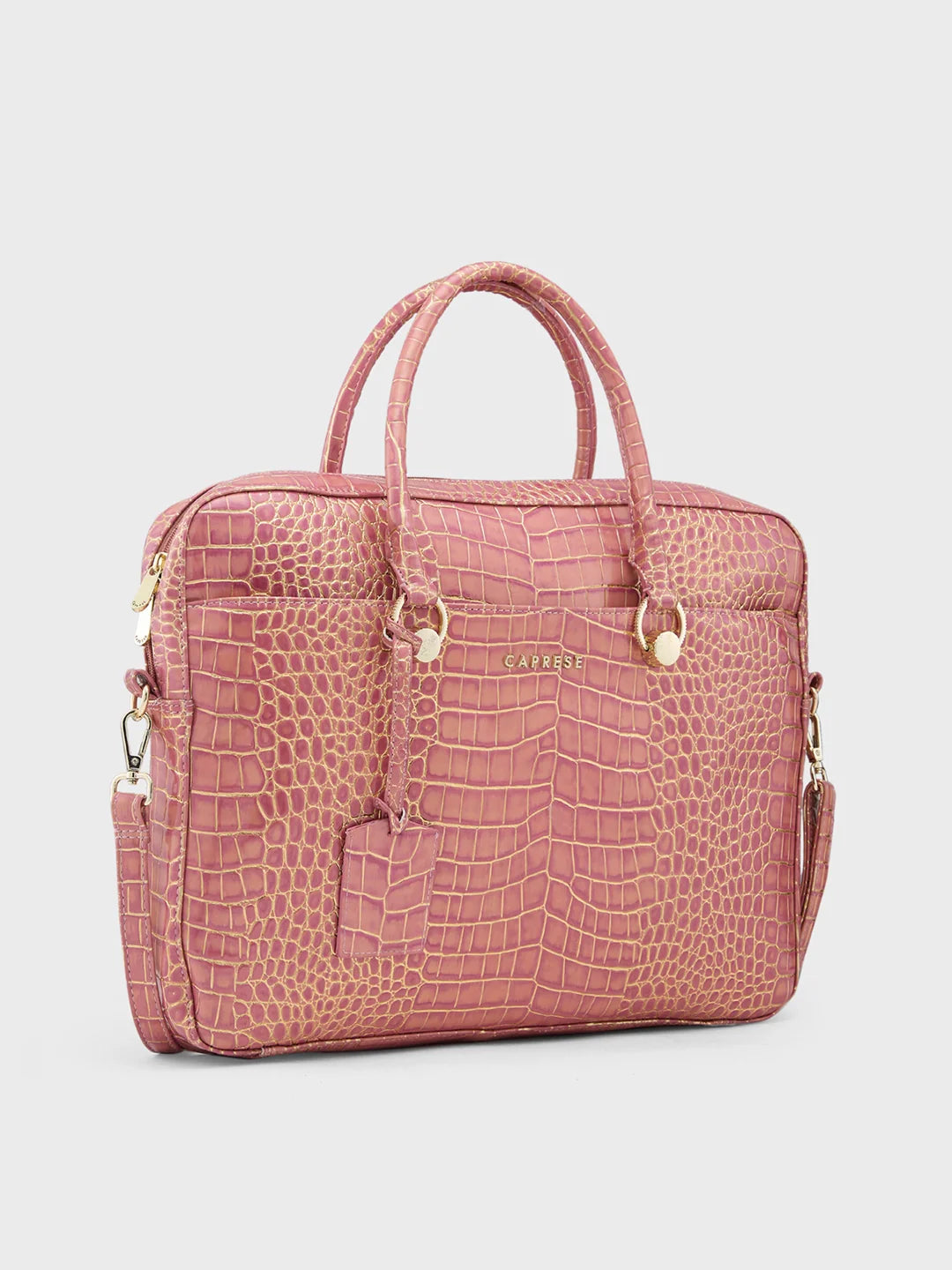 GRAPE laptop bag グレープ　パソコン　バッグ　ピンク Buy Caprese Miranda Large Pink Croco Office Laptop Bag @ 1369