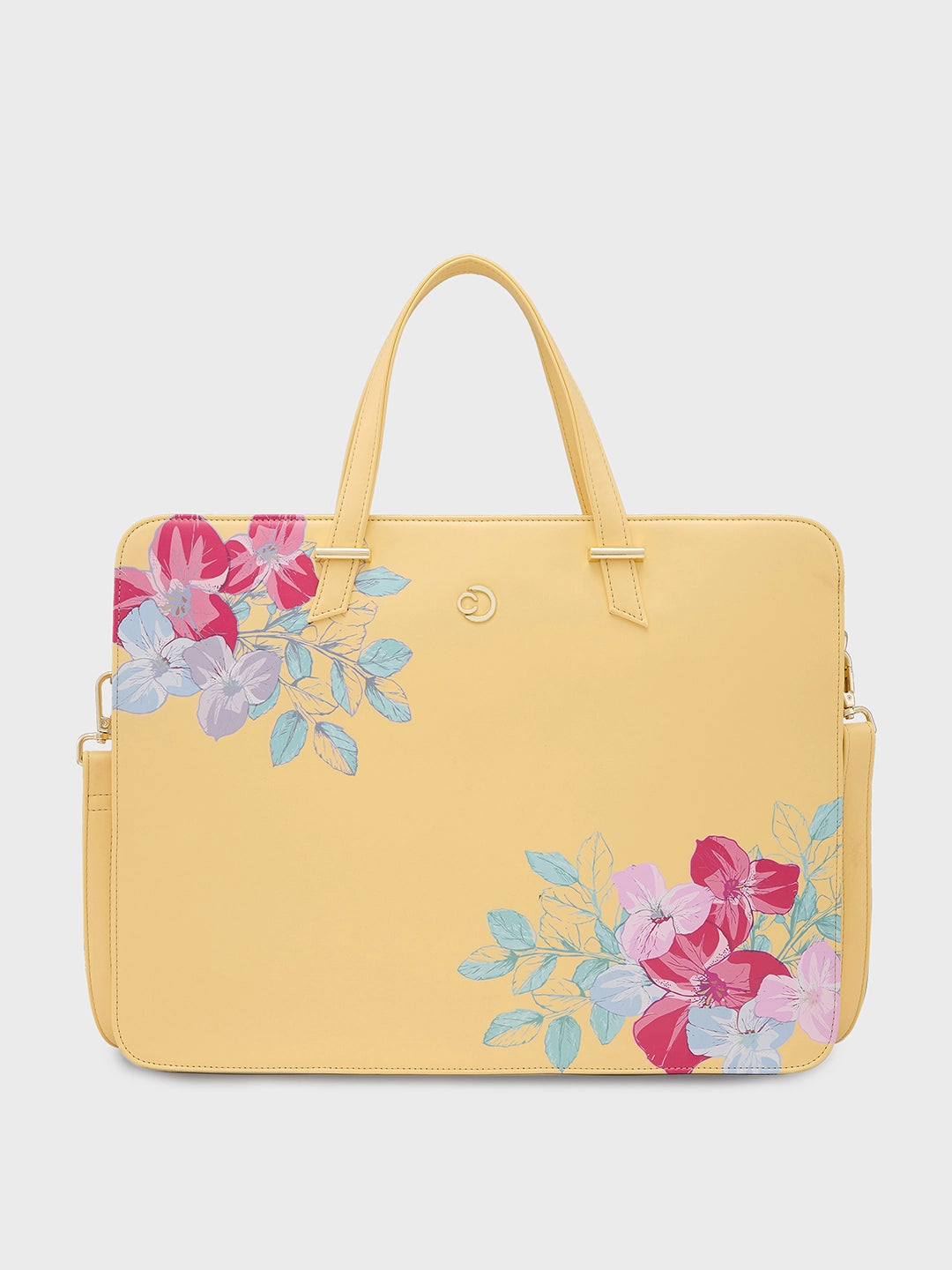 Caprese Shanaya Laptop Bag Large Printed Yellow