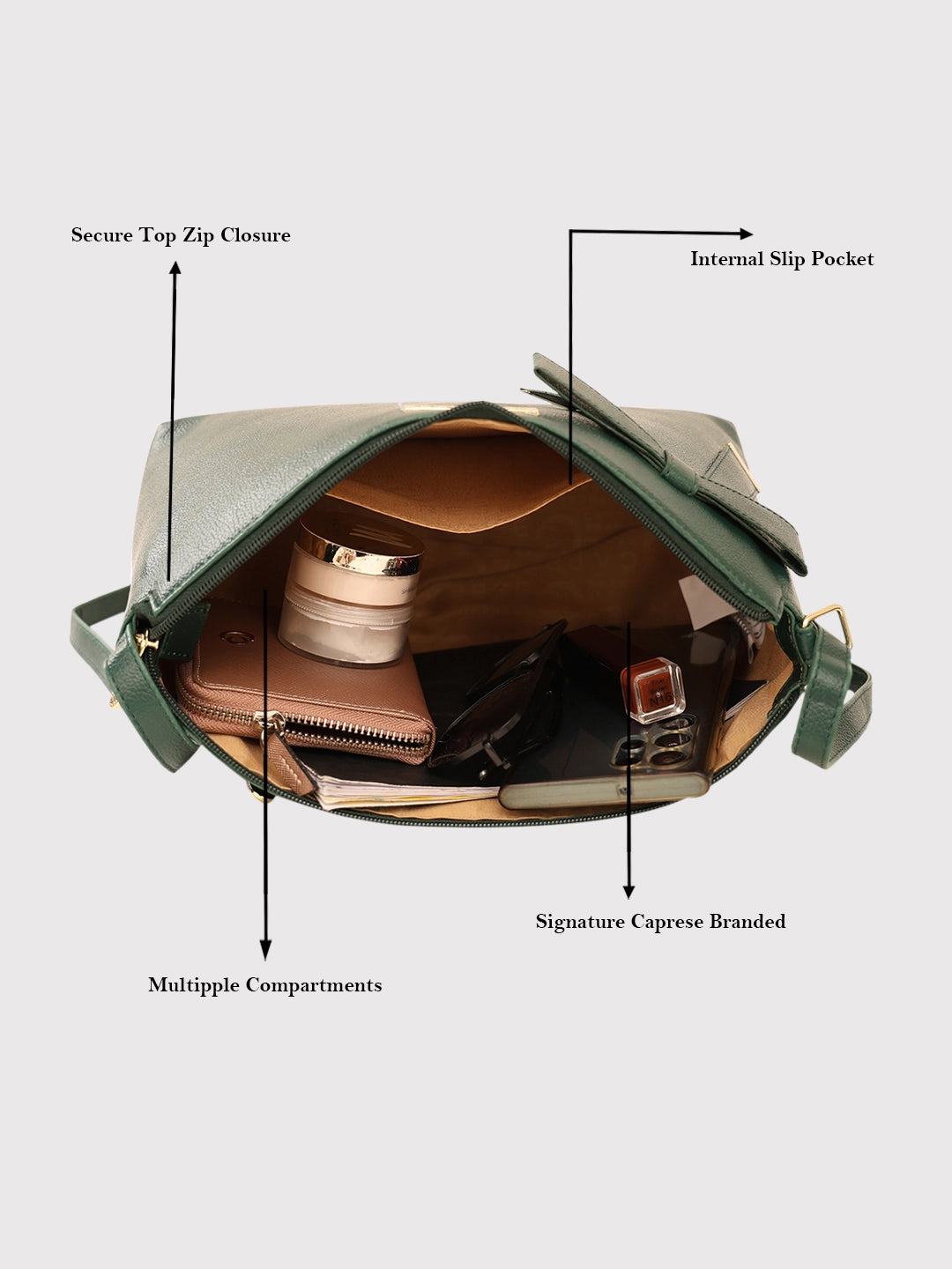 Caprese Alexandria Medium Emerald Sling Bag