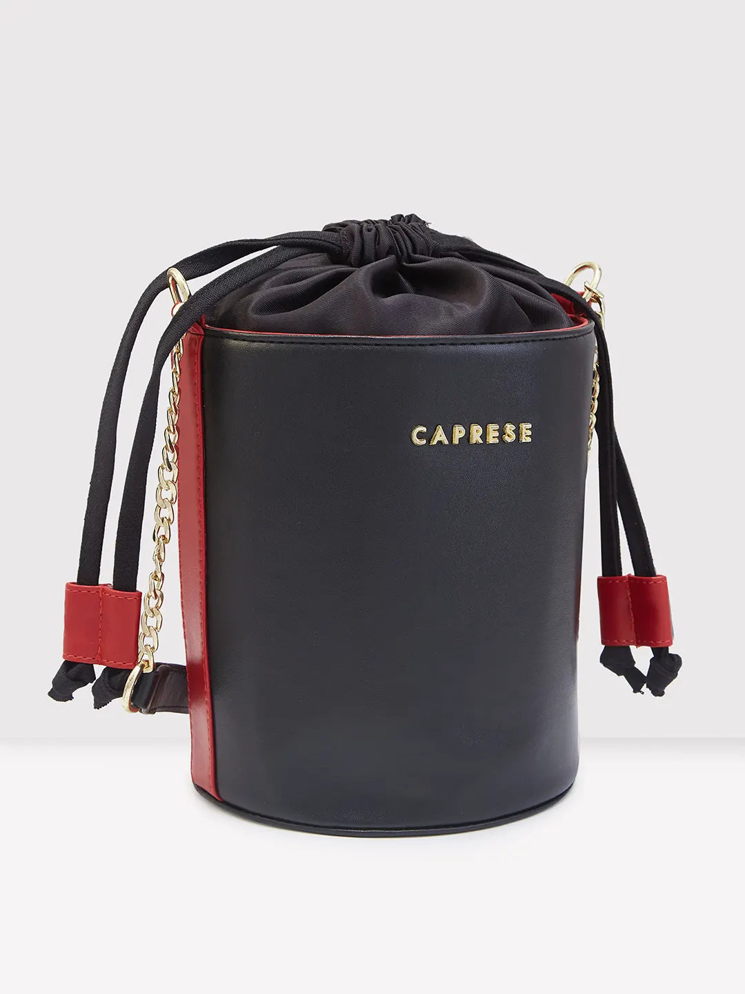 Caprese Lizzy Medium Black Drawstring Sling Bag