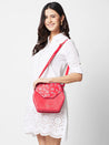 Caprese Merida Sling Medium Printed Women'S Handbag Red
