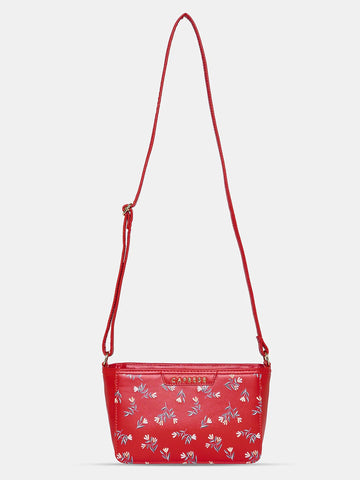 Caprese Merida Small Printed Red Sling Bag