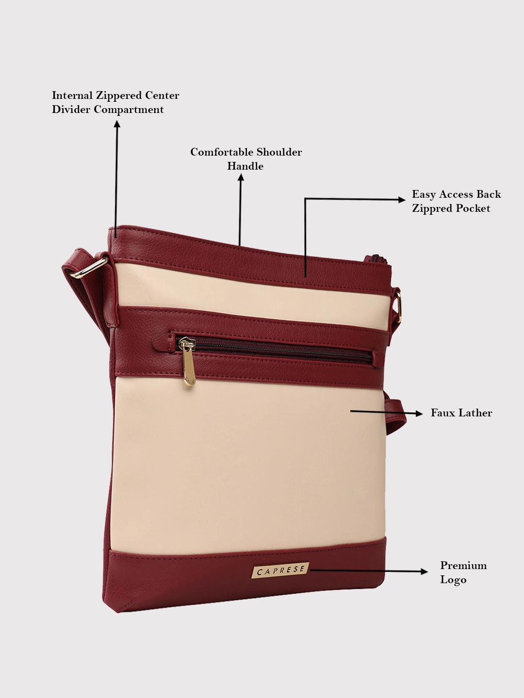 Buy Caprese Marciano Sling Medium Striped Women S Handbag Maroon Rs.1538 Caprese Bags