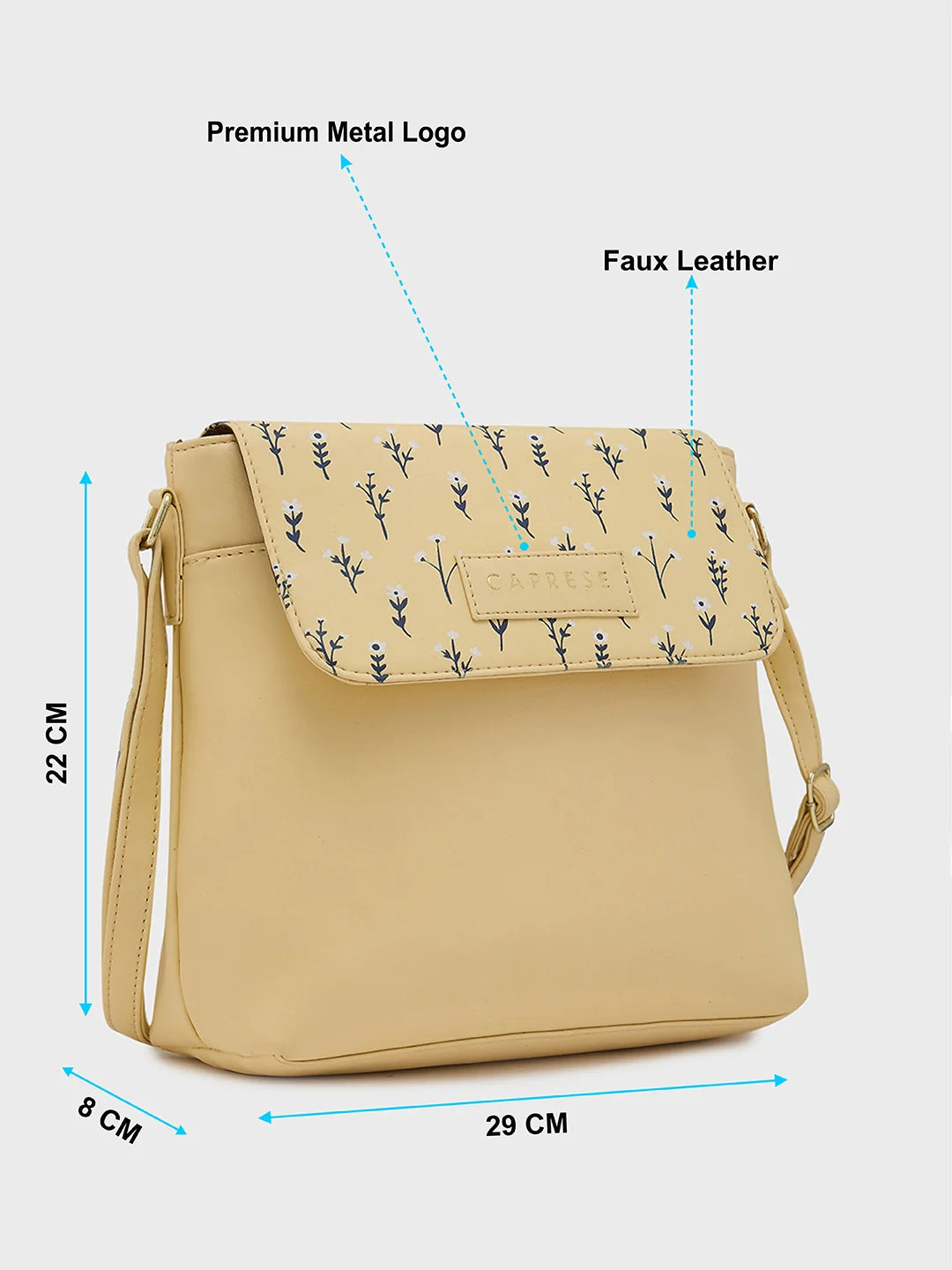 Buy Caprese Pensa Small Mellow Yellow Flap Sling Bag