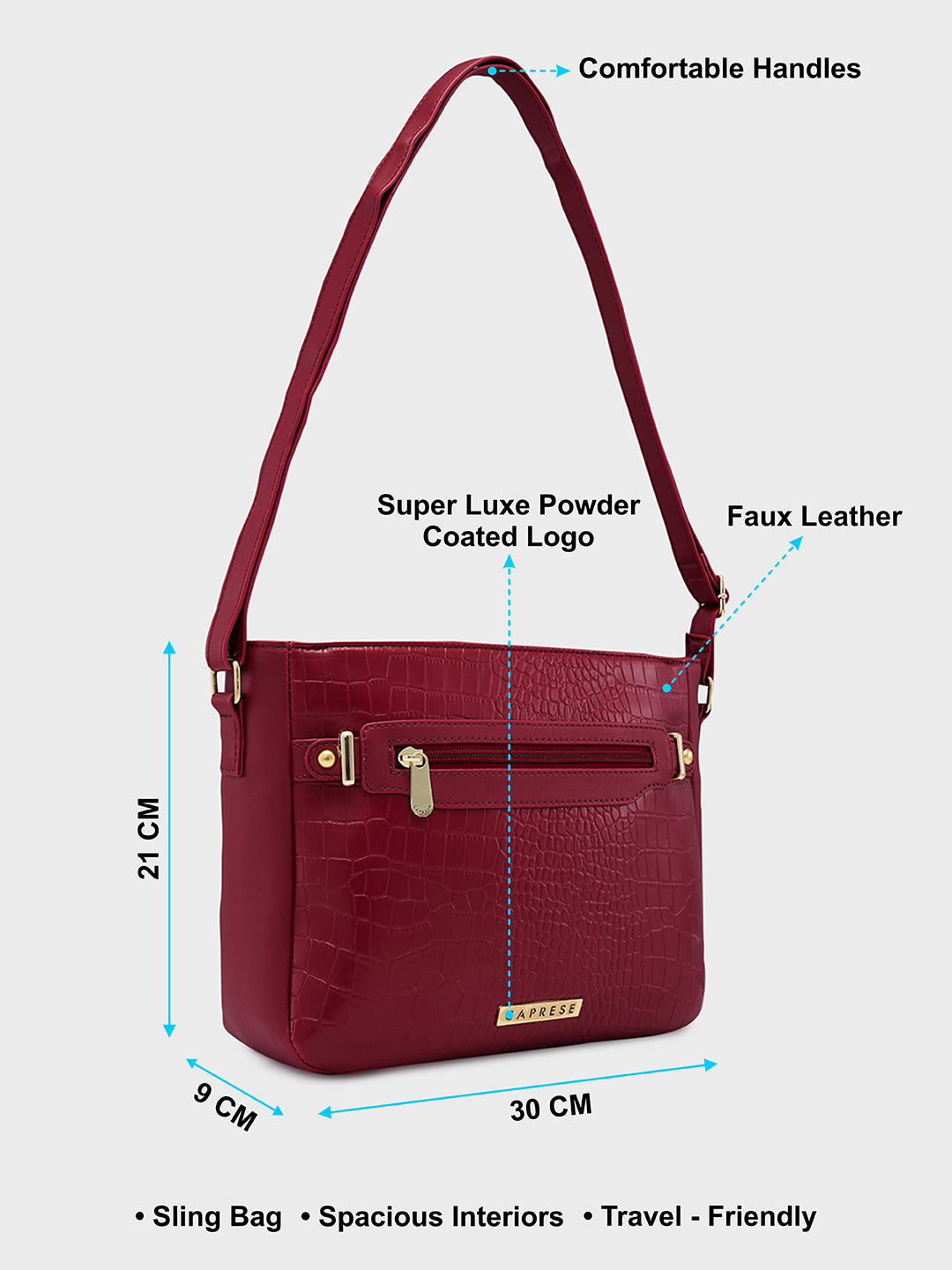 Buy Caprese Savina Medium Maroon Sling Bag Caprese Bags
