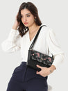 Caprese Snow Sling Small Printed Women'S Handbag Black
