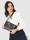 Caprese Snow Sling Small Printed Women'S Handbag Black