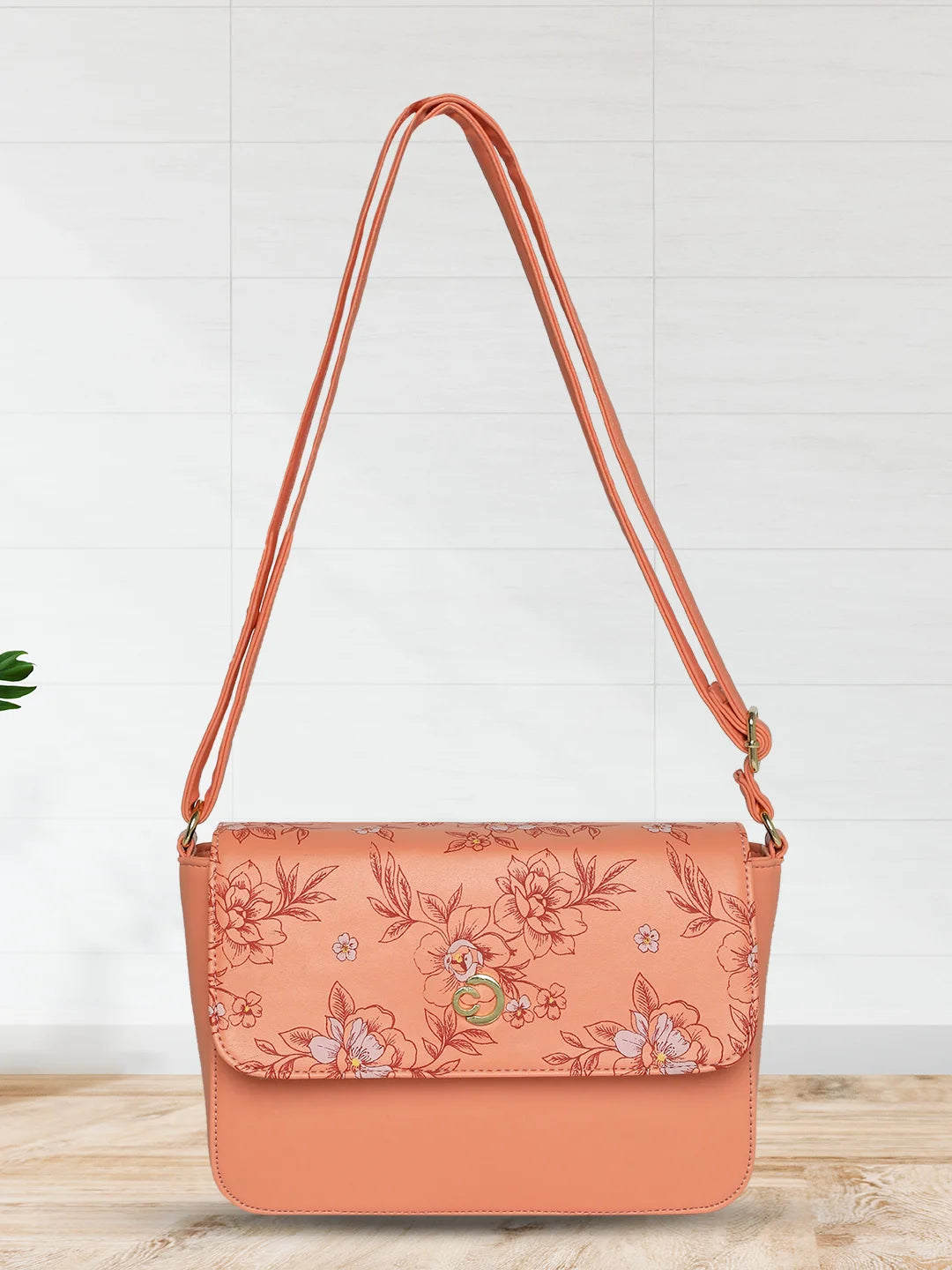 Caprese Snow Sling Small Printed Women S Handbag Coral