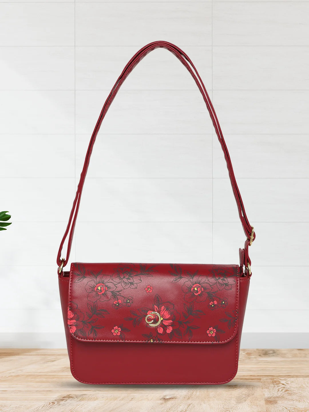 Caprese Snow Sling Small Printed Women'S Handbag Maroon