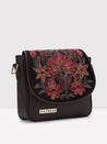 Caprese Tresna Embroidery Large Sling  Handbag Brown