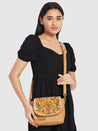 Caprese Tresna Embroidery Large Sling  Handbag Fawn